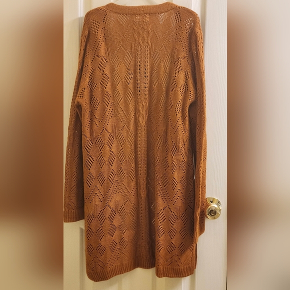 Market & Spruce Open Knit Cardigan New With Tag Terracotta Color Medium Size - Picture 2 of 8